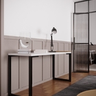 Mesa 90cm Industrial Para Escritório Tampo Ripado–pés Preto