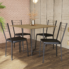 Mesa 90x90cm Madeira Freijo/preto Fosco Com 4 Cadeiras Dubai