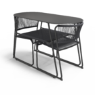 Mesa  Aço Oval Duo 75x55x120cm Preto Naterial