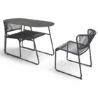 Mesa  Aço Oval Duo 75x55x120cm Preto Naterial