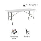 Mesa Aço e Resina180x73,5cm Branco Dobrável