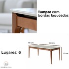 Mesa Addar 1.8 C/ Vidro Off-white Fosco/natural - Província K