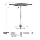 Mesa Alta Bar Bistro Apollo Quadrada 60 Cm Tampo Madeira Ajus
