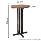 Mesa Alta Bar Tampo Em Madeira PP Base Em Aço Redonda