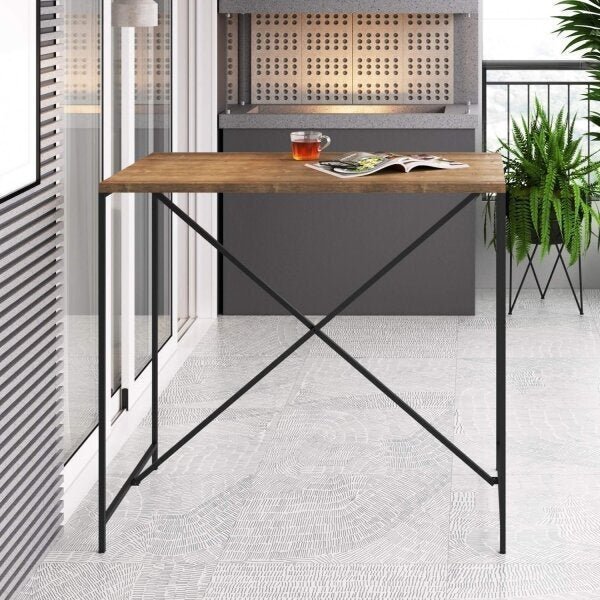 Mesa Alta Industrial Bancada Cozinha Steel Quadra  Vermont Ve