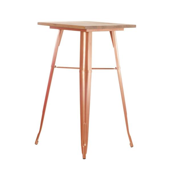 Mesa Alta Iron Tolix Com Tampo De Madeira Rústica Clara - Bar