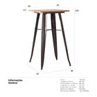 Mesa Alta Iron Tolix Com Tampo De Madeira Rústica Clara - Bar