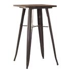 Mesa Alta Iron Tolix Com Tampo De Madeira Rústica Escura - Ba