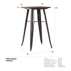 Mesa Alta Iron Tolix Com Tampo De Madeira Rústica Escura - Ba