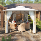 Mesa Alumínio e Fibra Sintética 160x160x71cm Marrom Medena Naterial