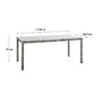 Mesa Alumínio 75x89x179cm Cinza Davos Naterial