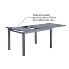 Mesa Alumínio Extensível 130x90x75 a 214cm Cinza Lyra II Naterial