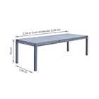 Mesa Alumínio Extensível 76x100x256cm a 320cm Cinza Odyssea Naterial