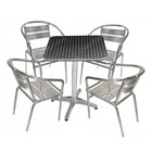 Mesa Aluminio Quadrada 60cm com 4 Cadeiras em Aluminio