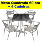 Mesa Aluminio Quadrada 60cm com 4 Cadeiras em Aluminio