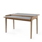 Mesa Aparador Sofia Tampo De Vidro 53/106 Amendoa