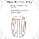 Mesa Apoio Lateral 43 Cm Tampo Vidro Branco Base Metal Nacc