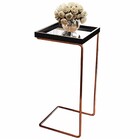 Mesa Apoio Lateral  Para Sofá Espelhada Pé Cobre Larflex Laca