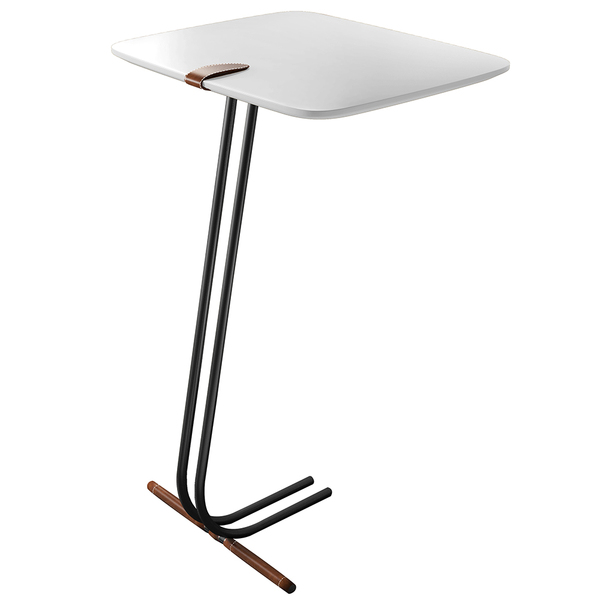 Mesa Apoio Lateral  Para Sofá Lisboa Pé Preto Larflex Branco