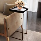 Mesa Apoio Lateral  Para Sofá Pé Café Larflex Laca Preto