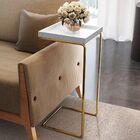 Mesa Apoio Lateral  Para Sofá Pé Dourado Larflex Branco