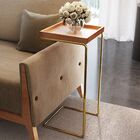 Mesa Apoio Lateral  Para Sofá Pé Dourado Larflex Castanho