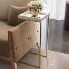 Mesa Apoio Lateral Espelhada Para Sofá Pé Dourado Larflex Lac