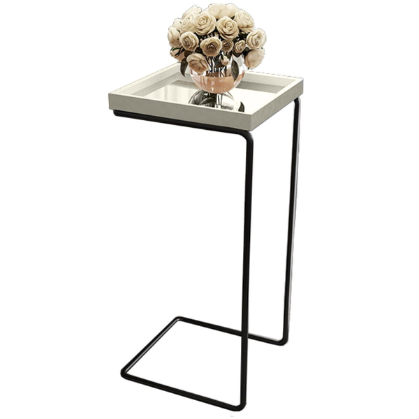 Mesa Apoio Lateral Espelhada Para Sofá Pé Preto Larflex Laca