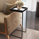 Mesa Apoio Lateral Espelhada Para Sofá Pé Preto Larflex Preto