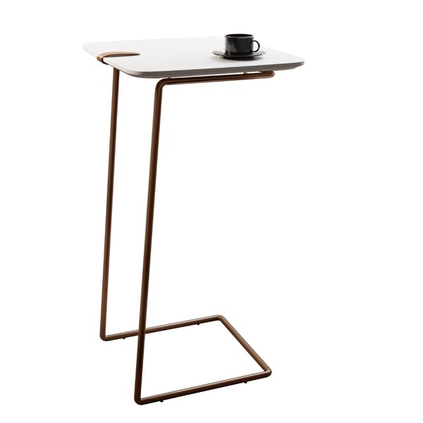 Mesa Apoio Lateral Para Sofá Atenas Pé Café Branco