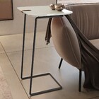 Mesa Apoio Lateral Para Sofá Atenas Pé Preto Laca Off White