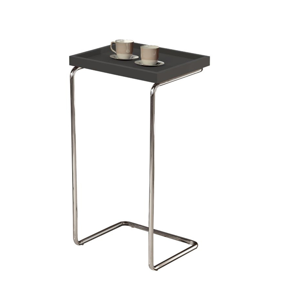 Mesa Apoio Lateral Para Sofá Pé Cromado Larflex Laca Concreto