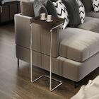 Mesa Apoio Lateral Para Sofá Pé Cromado Larflex Tabaco