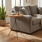 Mesa Apoio Lateral Redonda Pé Metal 60cm Madeira Maciça Decor