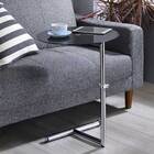 Mesa Apoio Lateral Sofá Redonda Metal Preto Vidro Leonie