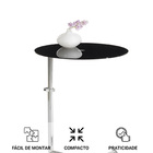 Mesa Apoio Lateral Sofá Redonda Metal Preto Vidro Leonie