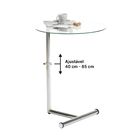 Mesa Apoio Lateral Sofá Redonda Metal Vidro Leonie