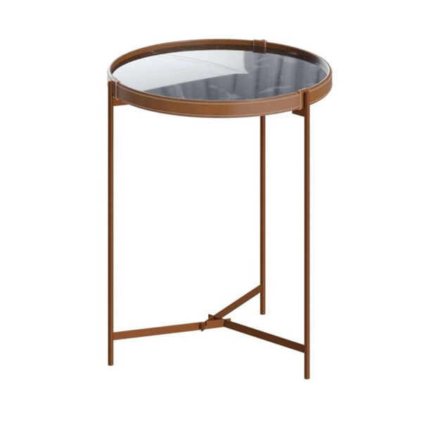 Mesa Aqua Lateral Pequena - Mármore Black/cobre