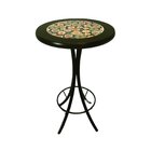 Mesa Área Gourmet Alta Redonda Preto Floral 4 Lugares