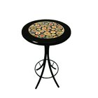 Mesa Área Gourmet Alta Redonda Preto Floral 4 Lugares
