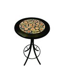 Mesa Área Gourmet Alta Redonda Preto Floral 4 Lugares