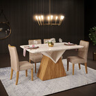 Mesa Argo Retangular 4 Ou 6 Lugares Tampo Chanfrado Curvo Com