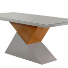 Mesa Aster 180 Cm Tampo Em Mdf E Vidro Com Canto Reto