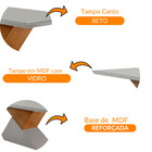 Mesa Aster 180 Cm Tampo Em Mdf E Vidro Com Canto Reto