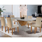 Mesa Aster 180 Tampo Em Mdf Canto Reto Com 6 Cadeiras Lunara