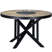 Mesa Atenas Redonda 120cm Tampo Madeira Giratório Em Alumínio