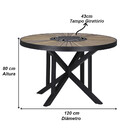 Mesa Atenas Redonda 120cm Tampo Madeira Giratório Em Alumínio