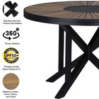 Mesa Atenas Redonda 120cm Tampo Madeira Giratório Em Alumínio