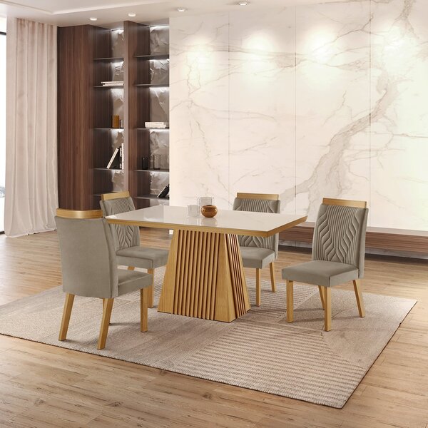 Mesa Áustria 1,20x0,80 4 Cadeiras Modernas Espresso Móveis Ca