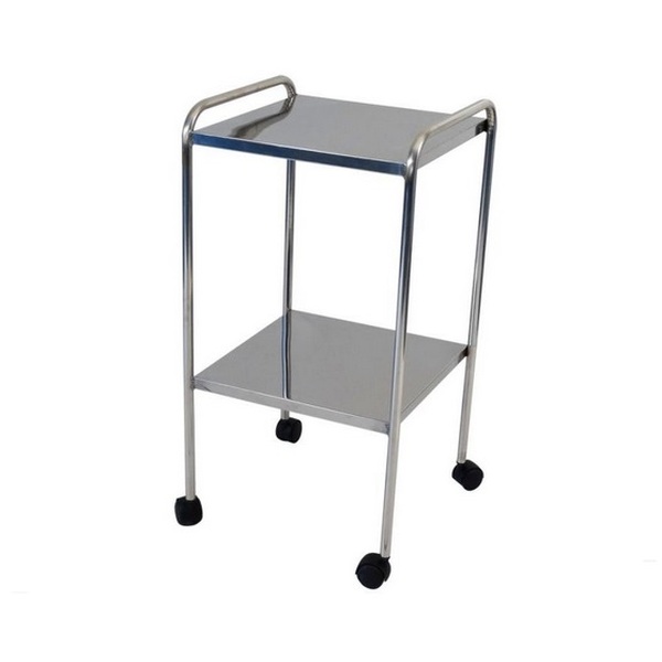 Mesa Auxiliar 40 X 40 X 80 Com Varanda E Rodizios Inox